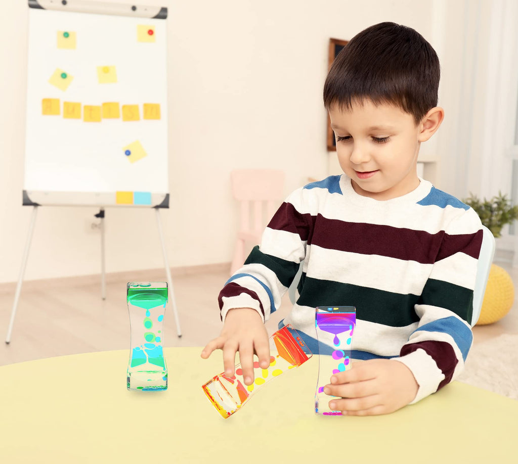 CAILINK Liquid Motion Bubbler 3-Pack – Sensory Toy for Kids and Adults, Glass Hourglass Desk Decor