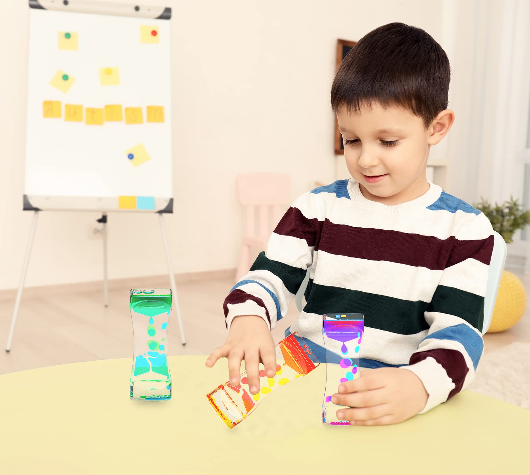 CAILINK Liquid Motion Bubbler 3-Pack – Sensory Toy for Kids and Adults, Glass Hourglass Desk Decor