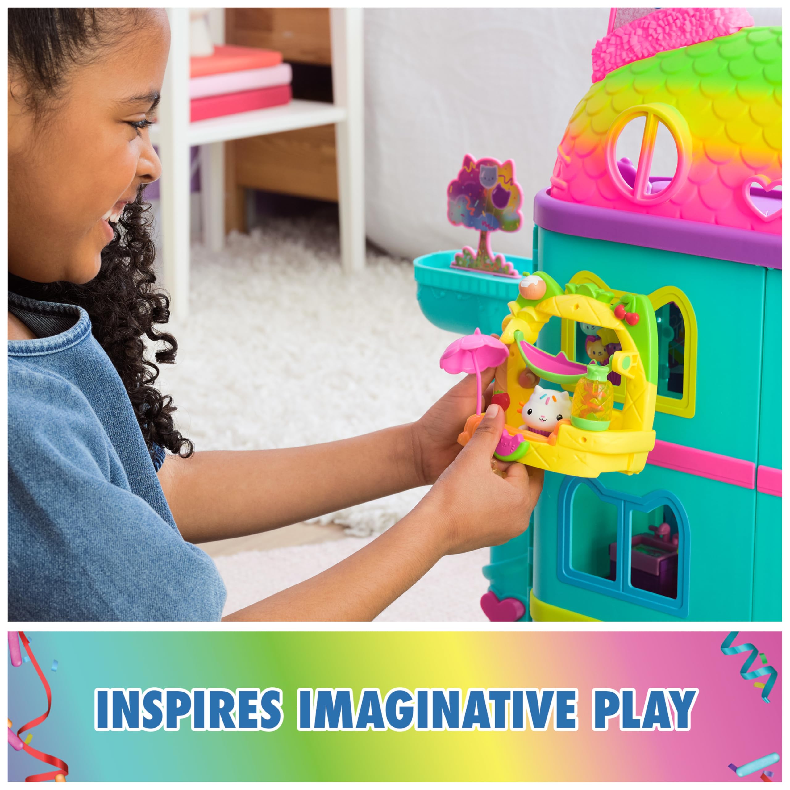Cakey’s Fruit Smoothie Balcony Playset – 8-Piece Gabby's Dollhouse Toy with Surprise Mason Jar