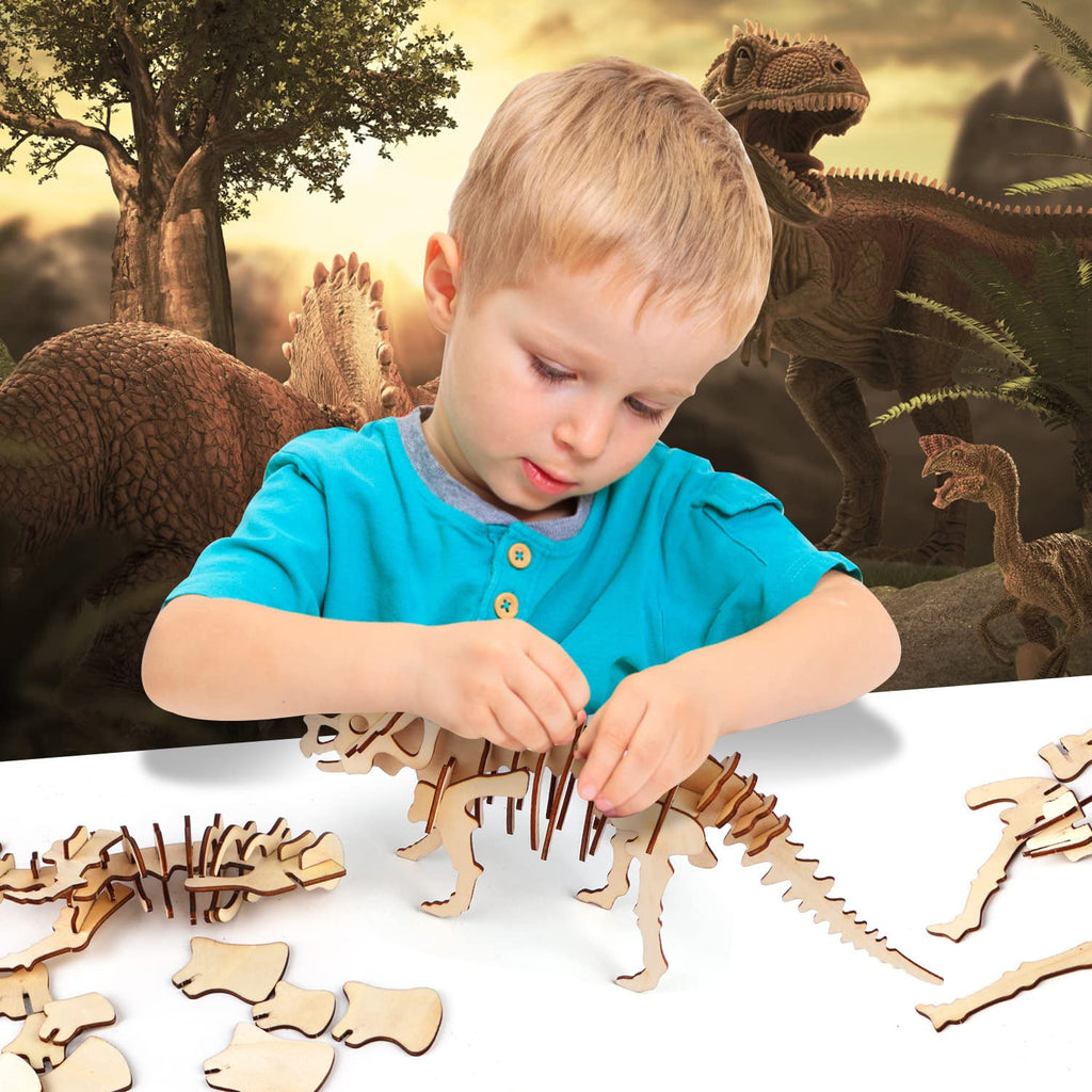 calary 3D Wooden Puzzle Set of 6 Dinosaur Models – DIY Assembly Toy for Kids and Adults