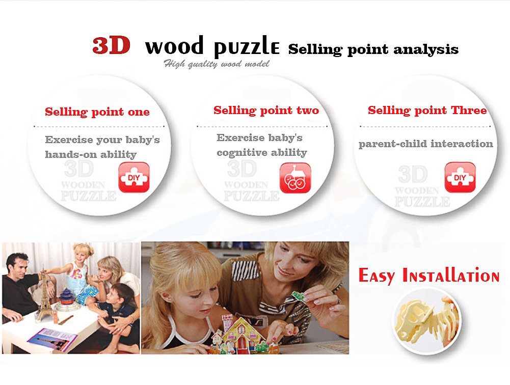 calary 3D Wooden Puzzle Set of 6 Dinosaur Models – DIY Assembly Toy for Kids and Adults
