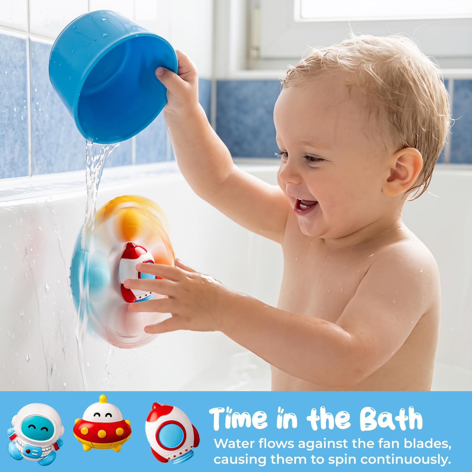 CalfQueen Baby Rocket Suction Cup Spinner - Travel Fidget Toy for Toddlers 1-3, Bath & High Chair Sensory Toy