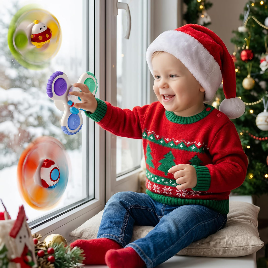 CalfQueen Baby Rocket Suction Cup Spinner - Travel Fidget Toy for Toddlers 1-3, Bath & High Chair Sensory Toy