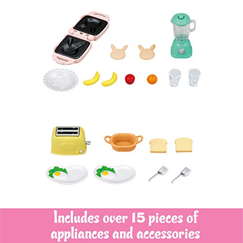Calico Critters Breakfast Playset - Over 15 Miniature Kitchen Pieces with Working Toaster