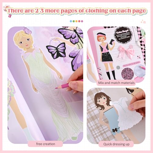 Callist Girls Sticker Dress-Up Book – 300+ Repositionable Stickers, 24 Characters, 11 Scenes, Fashion Activity & Coloring
