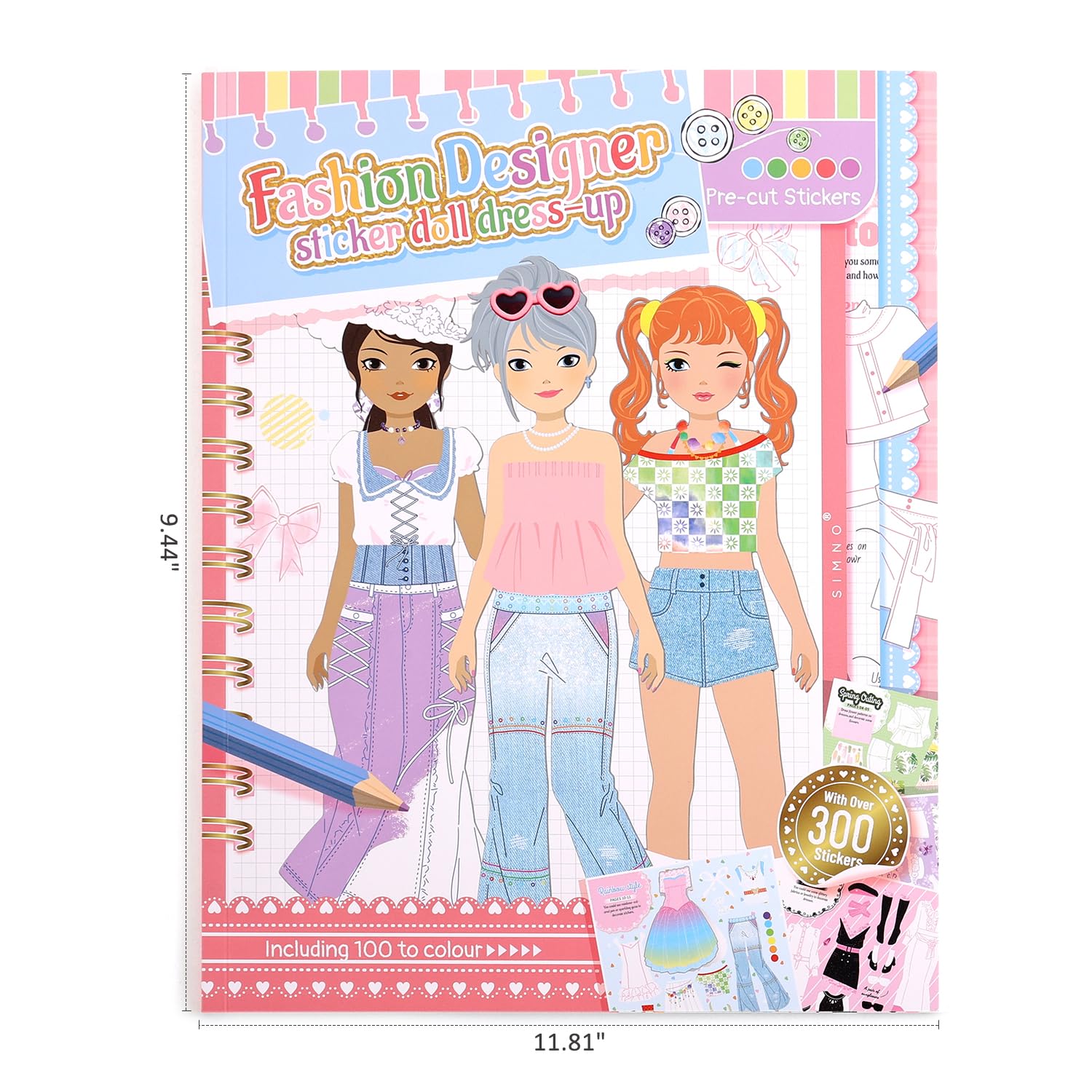 Callist Girls Sticker Dress-Up Book – 300+ Repositionable Stickers, 24 Characters, 11 Scenes, Fashion Activity & Coloring