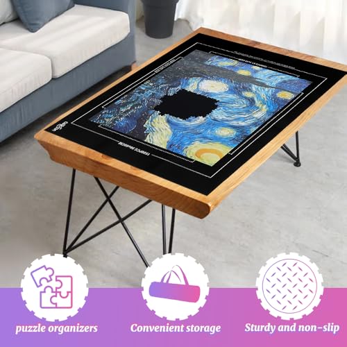 CallKroon Puzzle Mat Roll Up for 1500 Pieces – Felt Board Alternative with 4 Sorting Trays, Inflatable Tube, and Storage Bag