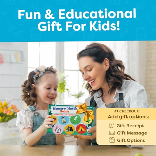 Camping Memory Game for Kids Ages 4-8 – 32-Piece Matching Game with Sturdy Cards