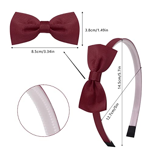 Candygirl 22-Piece Grosgrain Ribbon Bow Headbands for Girls - Non-Slip Elastic Hair Hoops, 22 Colors