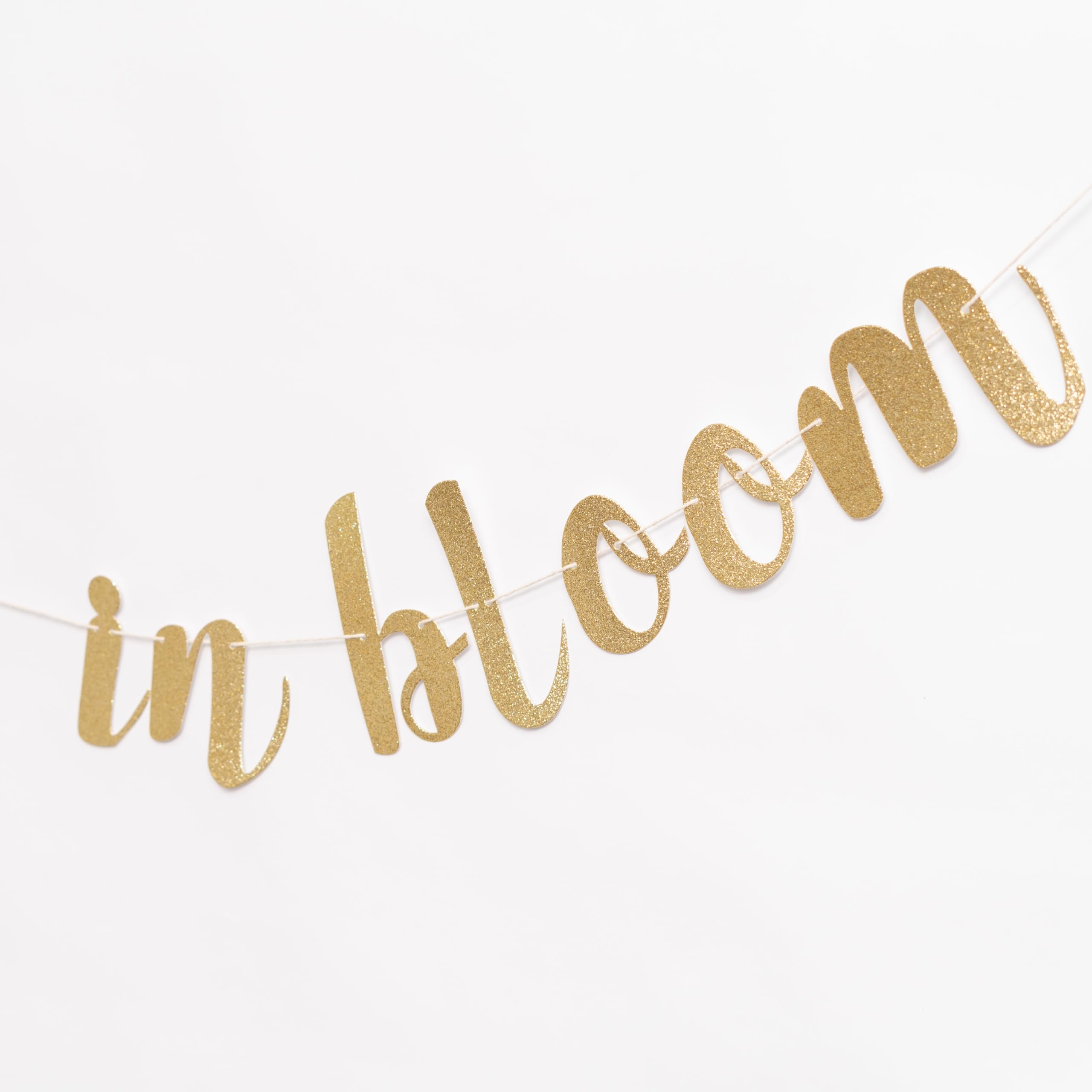 CANTLY Love Is In Bloom Gold Glitter Banner – Bridal Shower & Wedding Decor
