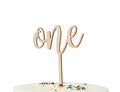 CANTLY Wooden 'One' Cake Topper for First Birthday Party Decorations - Script Design, 4.8 x 6.8 Inches