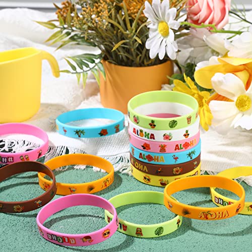 Capoda 32-Pack Hawaiian Silicone Bracelets – Tropical Luau Party Favors with 4 Designs
