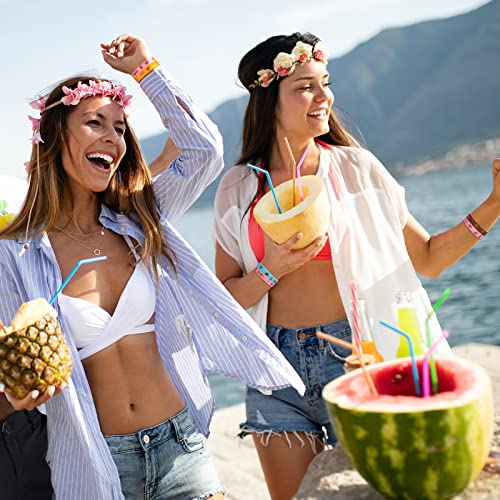 Capoda 32-Pack Hawaiian Silicone Bracelets – Tropical Luau Party Favors with 4 Designs