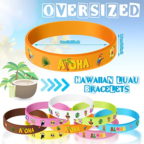 Capoda 32-Pack Hawaiian Silicone Bracelets – Tropical Luau Party Favors with 4 Designs