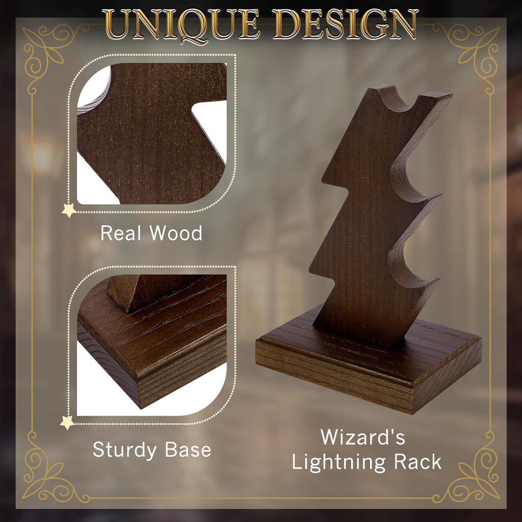 CaptainWiz Wooden Wand Stand Display – 3-Tier Handcrafted Holder for Wands & Pens, Brown