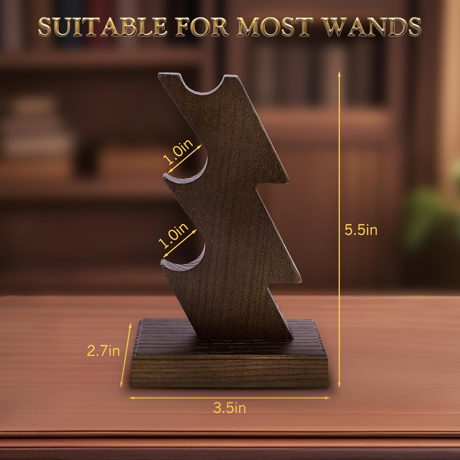 CaptainWiz Wooden Wand Stand Display – 3-Tier Handcrafted Holder for Wands & Pens, Brown