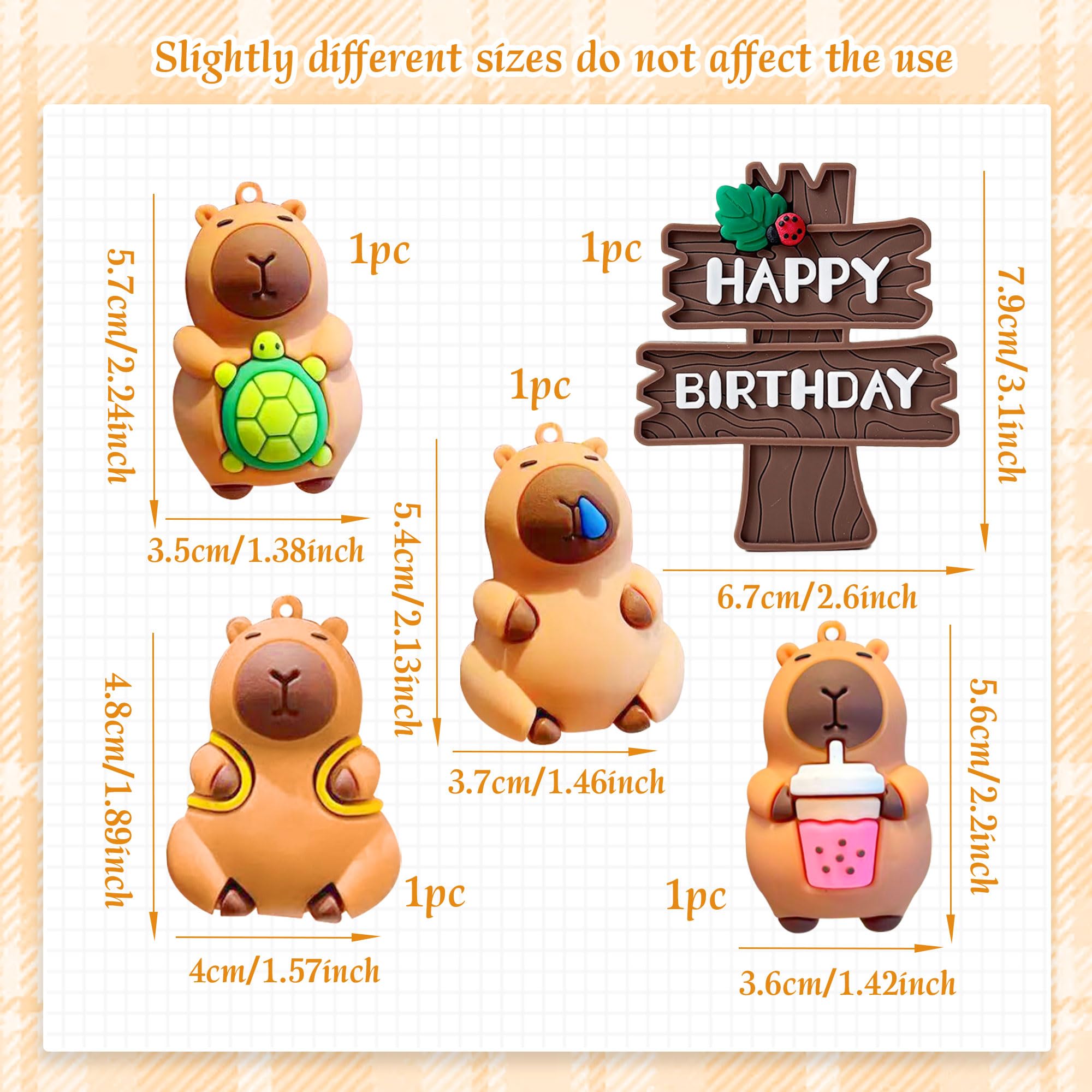 Capy Cake Topper Set – 5 Pieces Cute Capybara Birthday Decorations by BACH AND BOUJEE