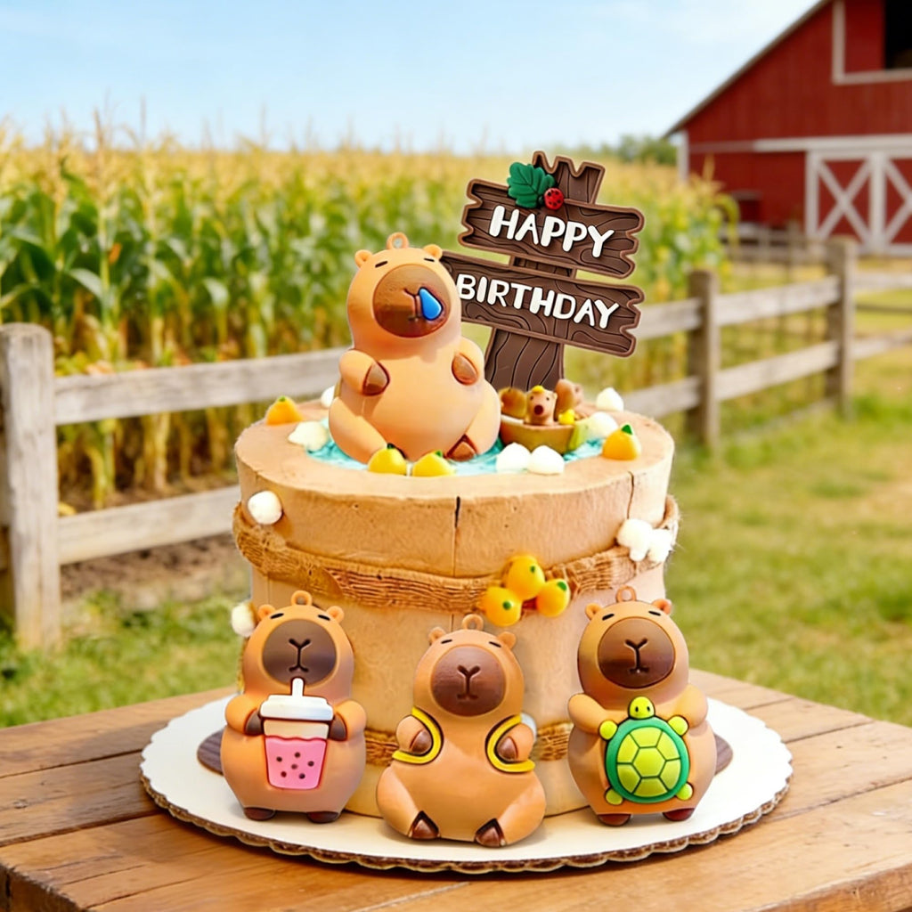 Capy Cake Topper Set – 5 Pieces Cute Capybara Birthday Decorations by BACH AND BOUJEE