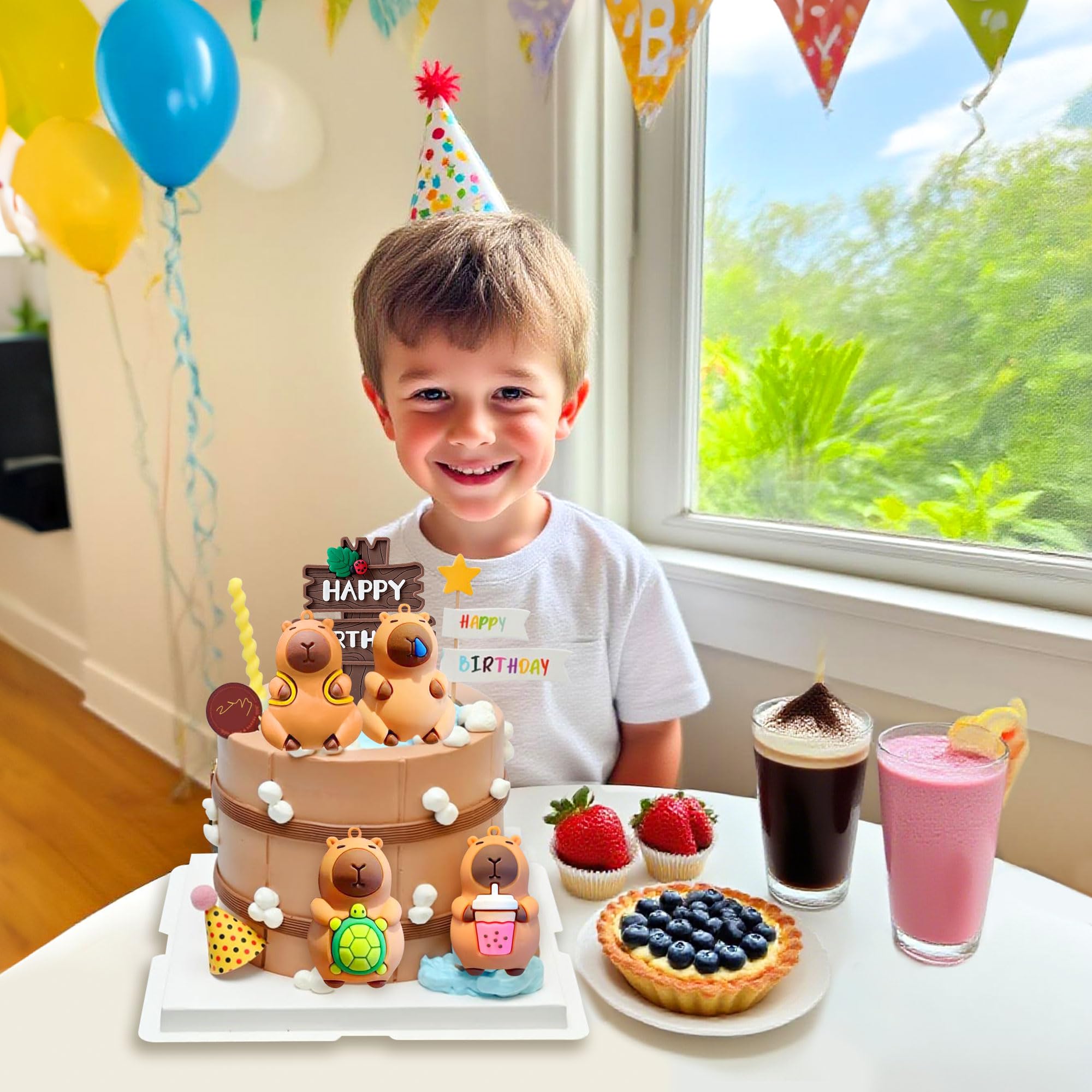 Capy Cake Topper Set – 5 Pieces Cute Capybara Birthday Decorations by BACH AND BOUJEE