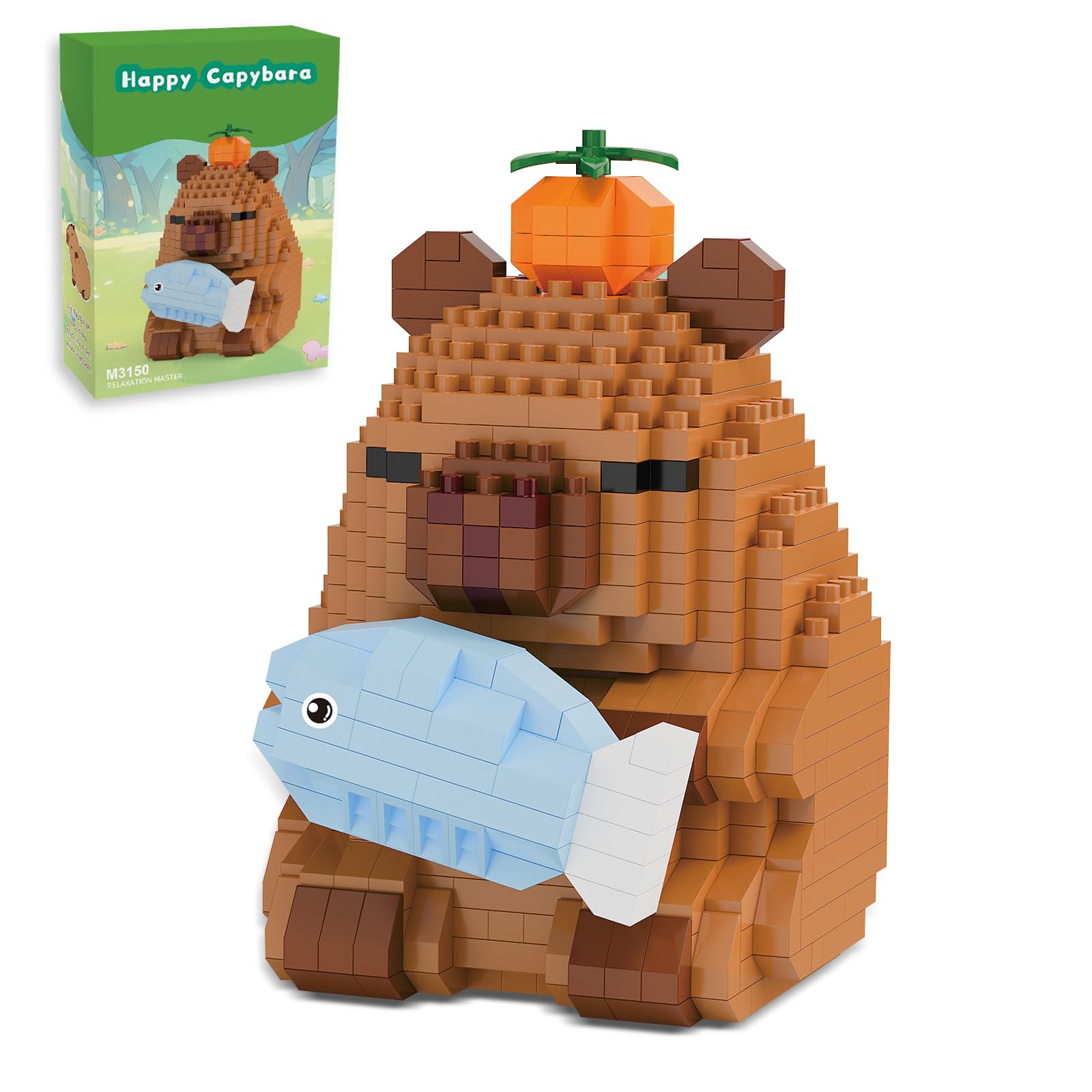 Capybara Mini Building Blocks – Capybara Riding a Pig Micro Blocks Set for Kids 8+ & Adults