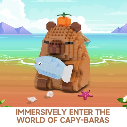 Capybara Mini Building Blocks – Capybara Riding a Pig Micro Blocks Set for Kids 8+ & Adults