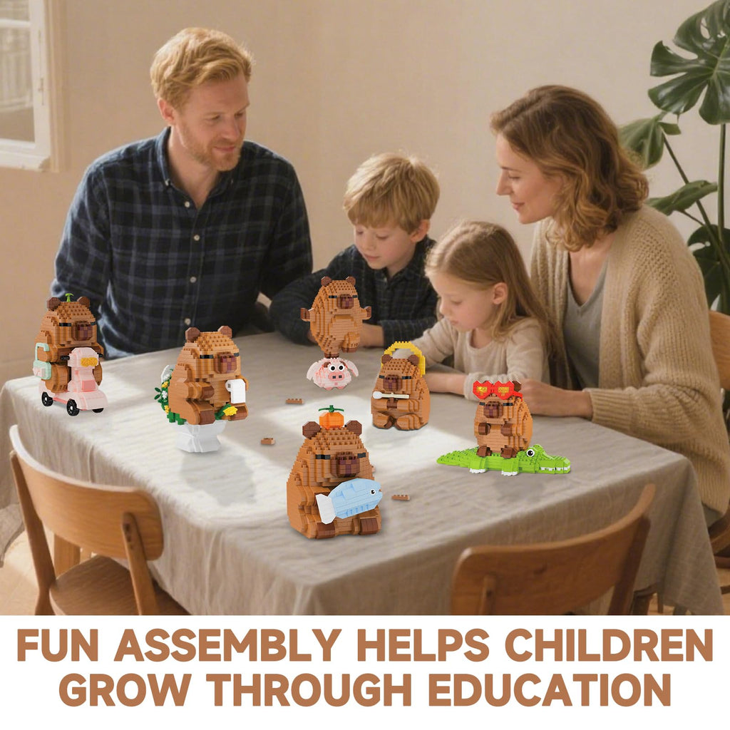 Capybara Mini Building Blocks – Capybara Riding a Pig Micro Blocks Set for Kids 8+ & Adults