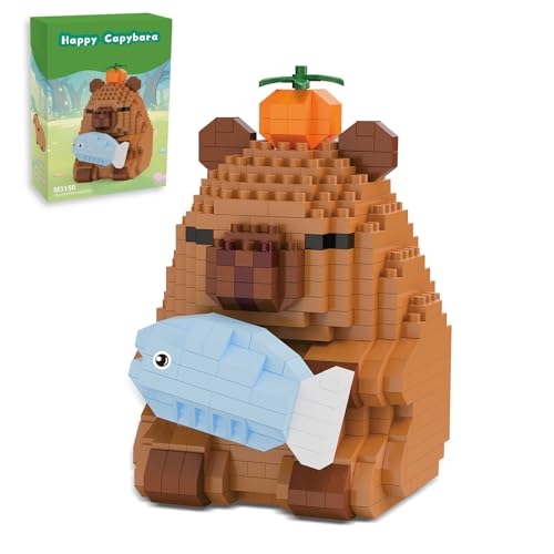 Capybara Mini Building Blocks – Capybara Riding a Pig Micro Blocks Set for Kids 8+ & Adults