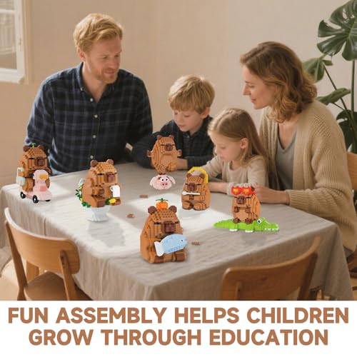 Capybara Mini Building Blocks – Capybara Riding a Pig Micro Blocks Set for Kids 8+ & Adults