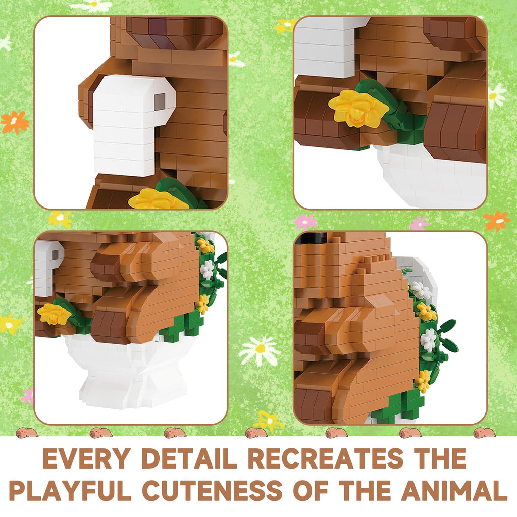 Capybara Mini Building Blocks Set – Humorous Capybara Riding Pig, Fun Assembly Toy for Kids 8+ and Adults