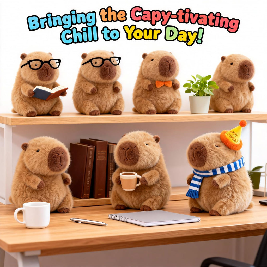 Capybara Plush with Birthday Hat – 9-Inch Kawaii Stuffed Animal Toy, Ultra-Soft Gift for Girls and Fans