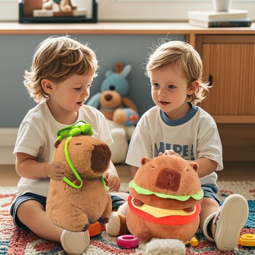 Capybara Plush with Turtle Backpack – Soft Cuddly Stuffed Animal Toy, Cute Birthday Gift for Kids