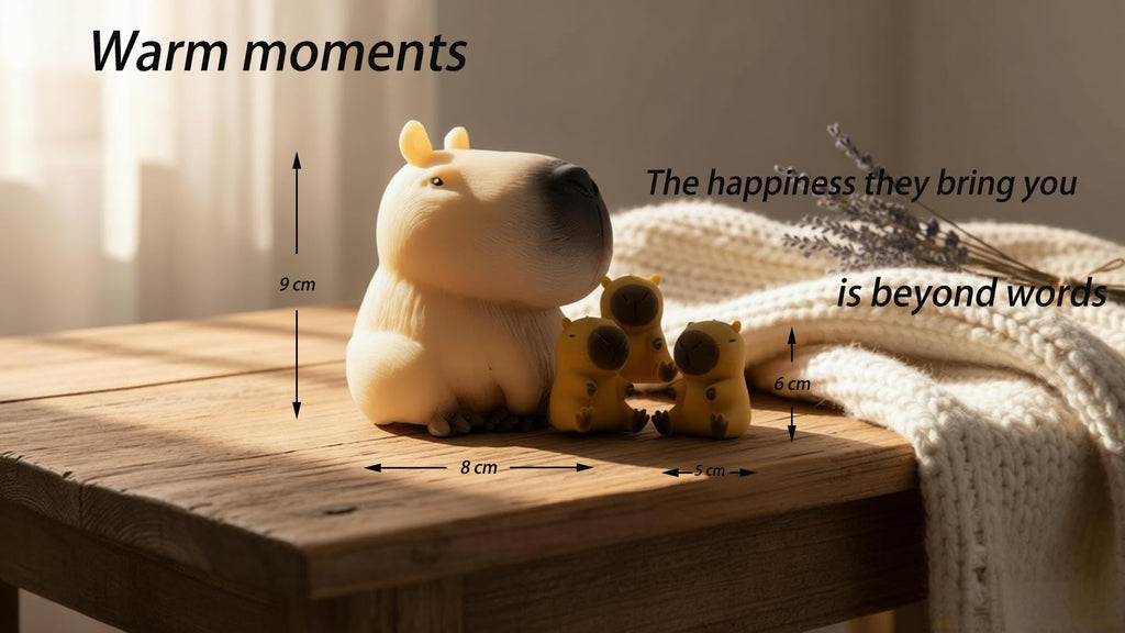 Capybara Squishy Fidget Toys 4 Pack – Large & Mini Family Set for Stress Relief, Sensory Play, and Desk Decor