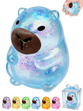 Capybara Squishy Stress Ball - Slow Rise Glitter Anxiety Relief Fidget Toy, TPR, Blue