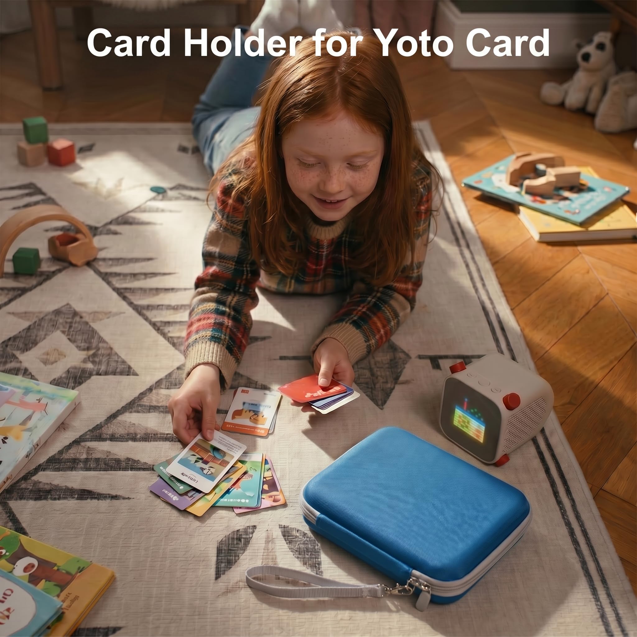 Card Holder for Yoto Cards – 96 Pocket Portable Organizer with Zipper (Blue)