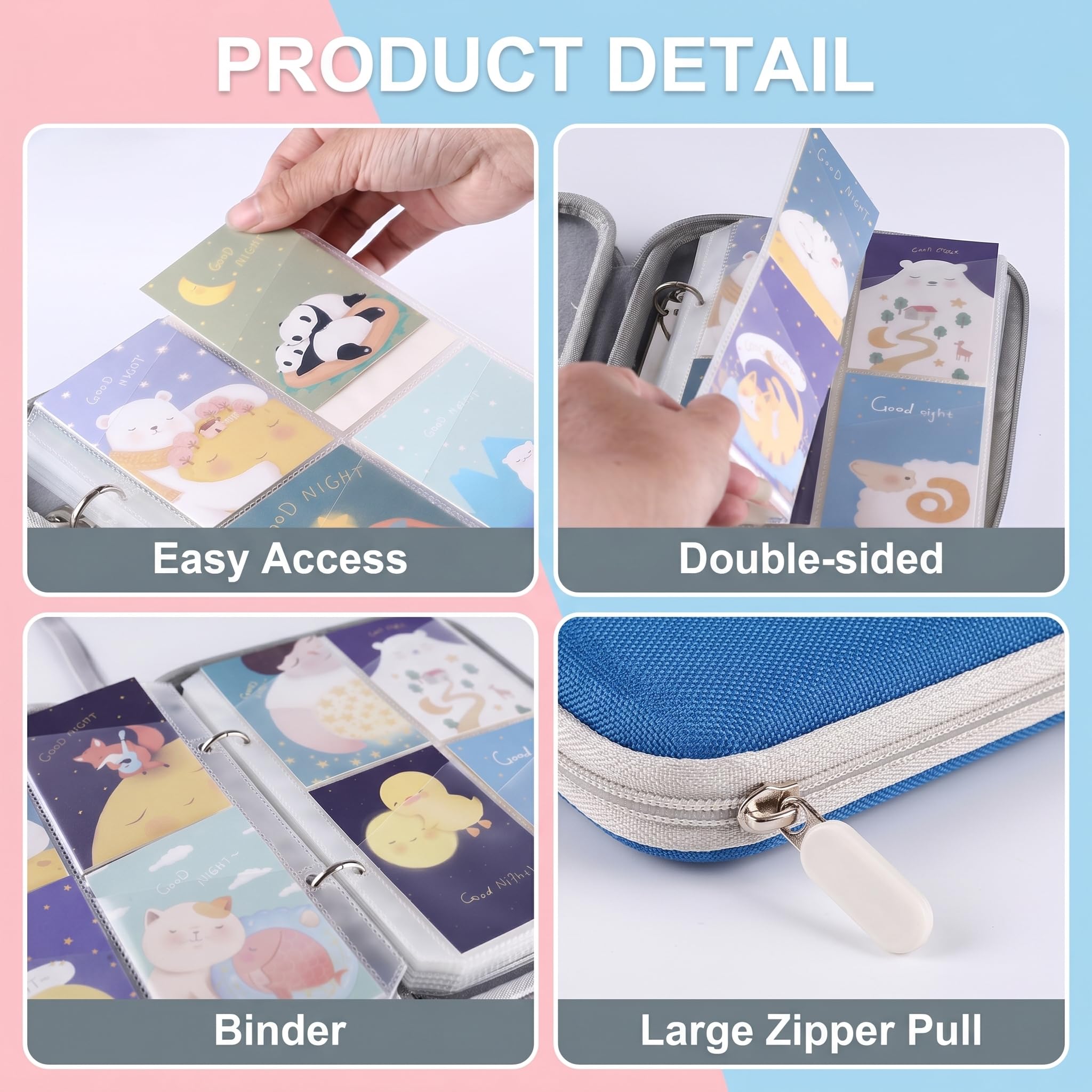 Card Holder for Yoto Cards – 96 Pocket Portable Organizer with Zipper (Blue)