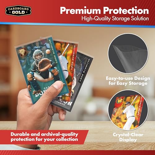 Cardboard Gold Clear Penny Sleeves (400 Count) – Standard Trading Card Protectors, 2-5/8” x 3-5/8”
