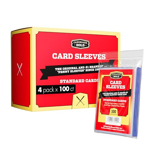 Cardboard Gold Clear Penny Sleeves (400 Count) – Standard Trading Card Protectors, 2-5/8” x 3-5/8”