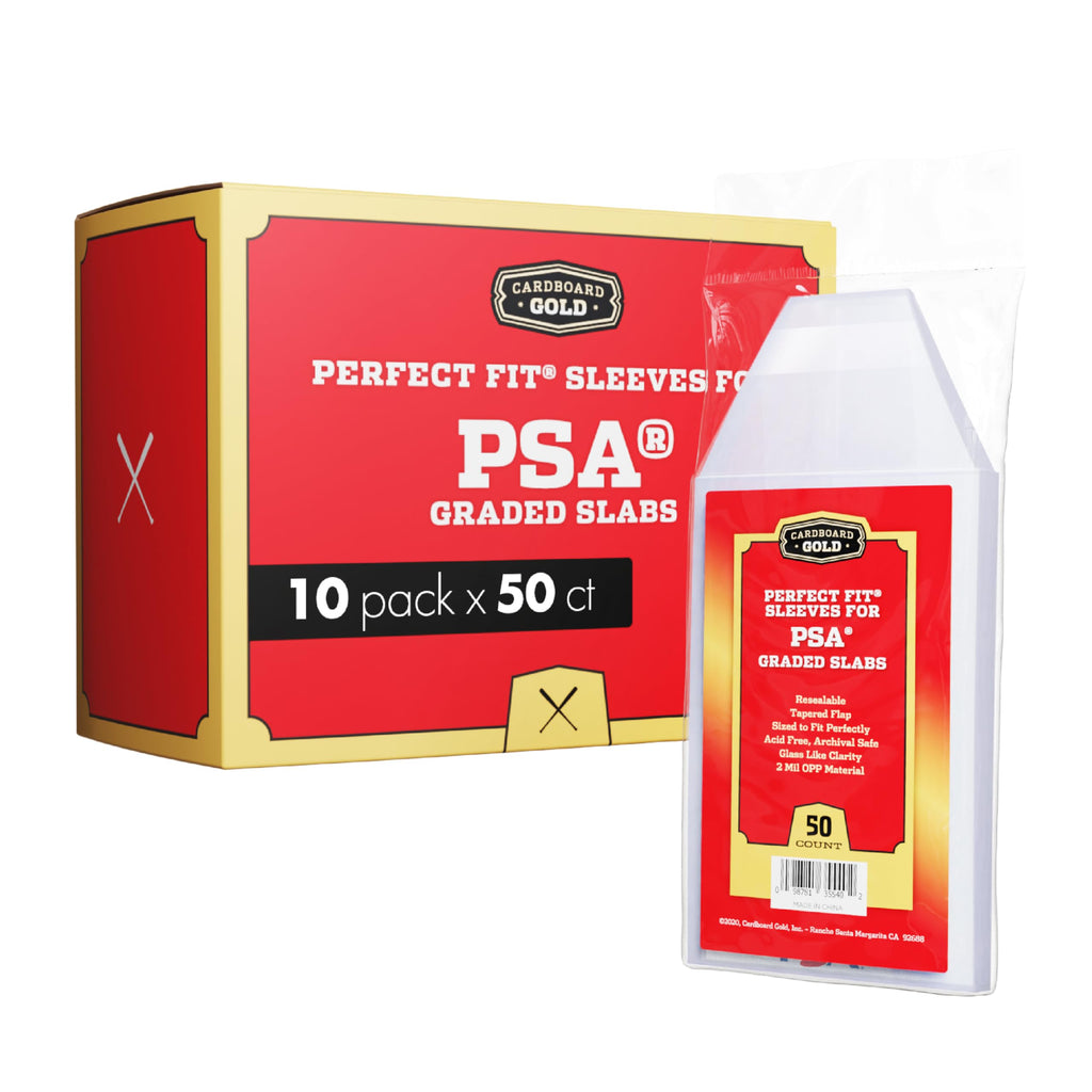 Cardboard Gold PSA Card Sleeves – 50 Clear No-Logo Sleeves for Graded Slabs