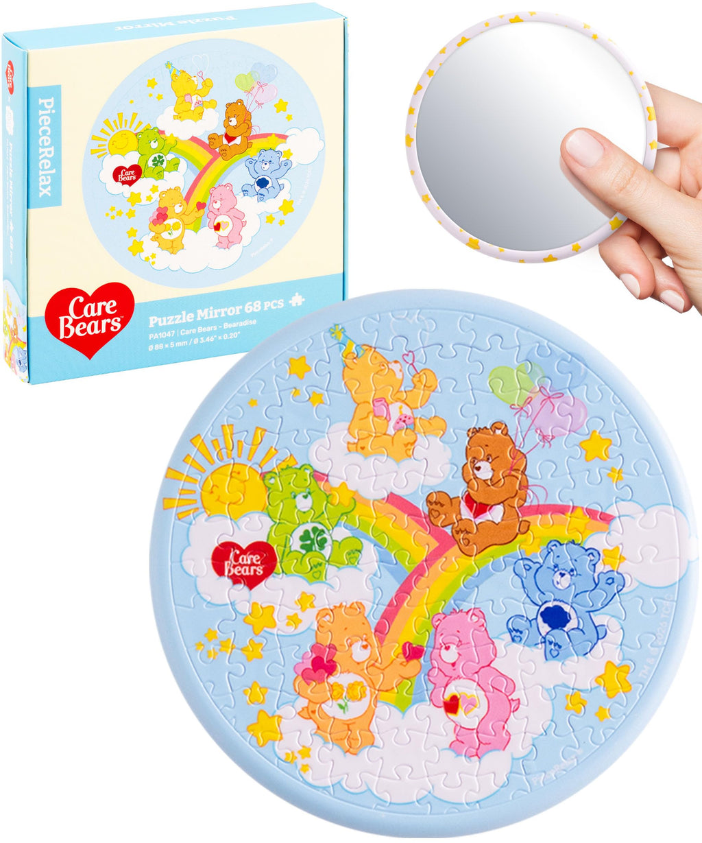 Care Bears 68-Piece Puzzle Mirror by PieceRelax – Bearadise Design, Double-Sided, Plastic Interlocking Pieces