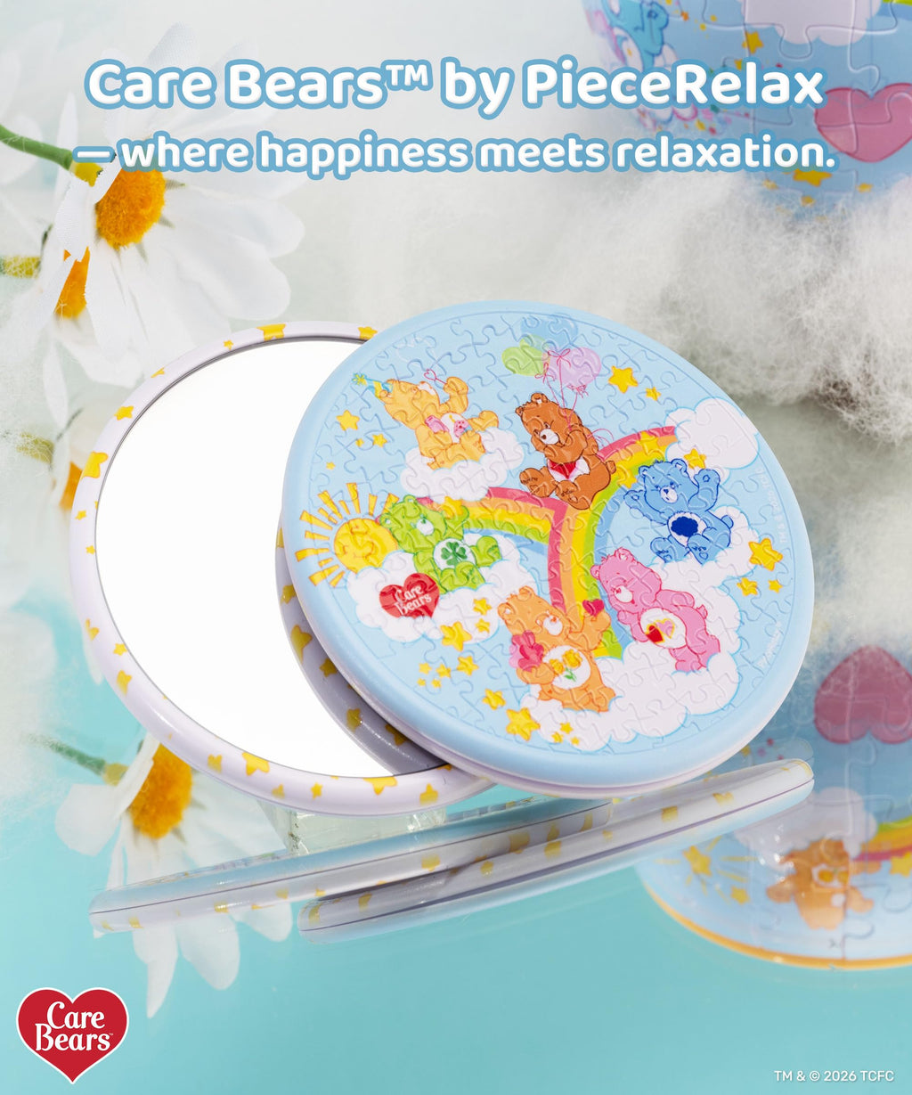 Care Bears 68-Piece Puzzle Mirror by PieceRelax – Bearadise Design, Double-Sided, Plastic Interlocking Pieces
