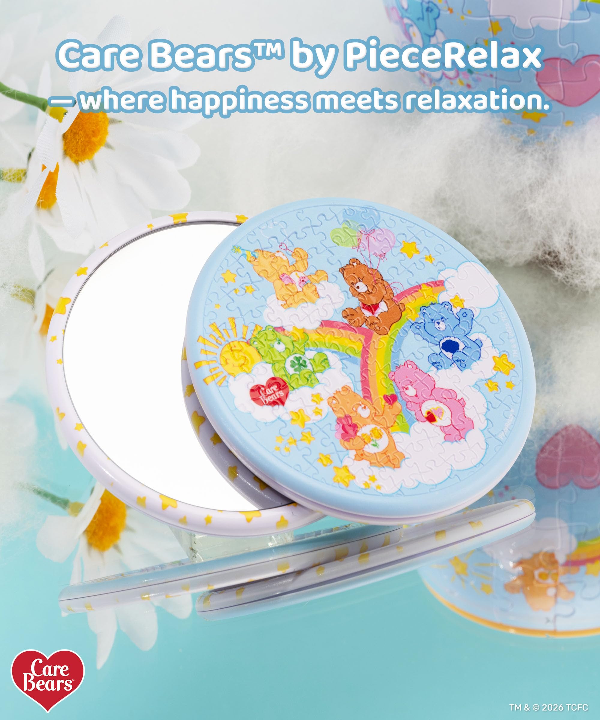 Care Bears 68-Piece Puzzle Mirror by PieceRelax – Bearadise Design, Double-Sided, Plastic Interlocking Pieces