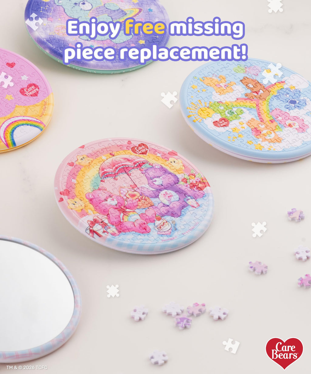 Care Bears 68-Piece Puzzle Mirror by PieceRelax – Bearadise Design, Double-Sided, Plastic Interlocking Pieces