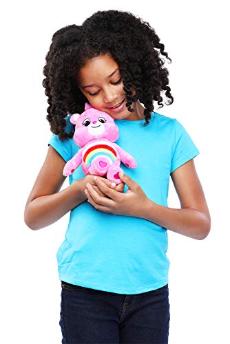 Care Bears Cheer Bear Bean Plush – 9-Inch Soft Rainbow Belly Badge Stuffed Toy for Ages 4+