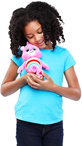 Care Bears Cheer Bear Bean Plush – 9-Inch Soft Rainbow Belly Badge Stuffed Toy for Ages 4+