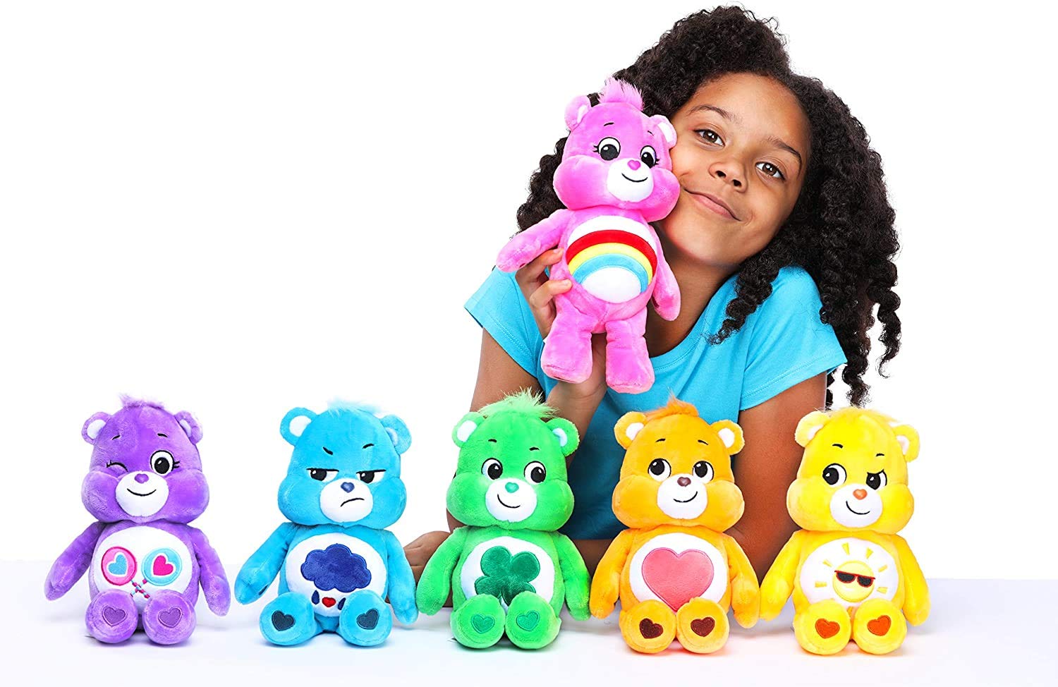 Care Bears Cheer Bear Bean Plush – 9-Inch Soft Rainbow Belly Badge Stuffed Toy for Ages 4+