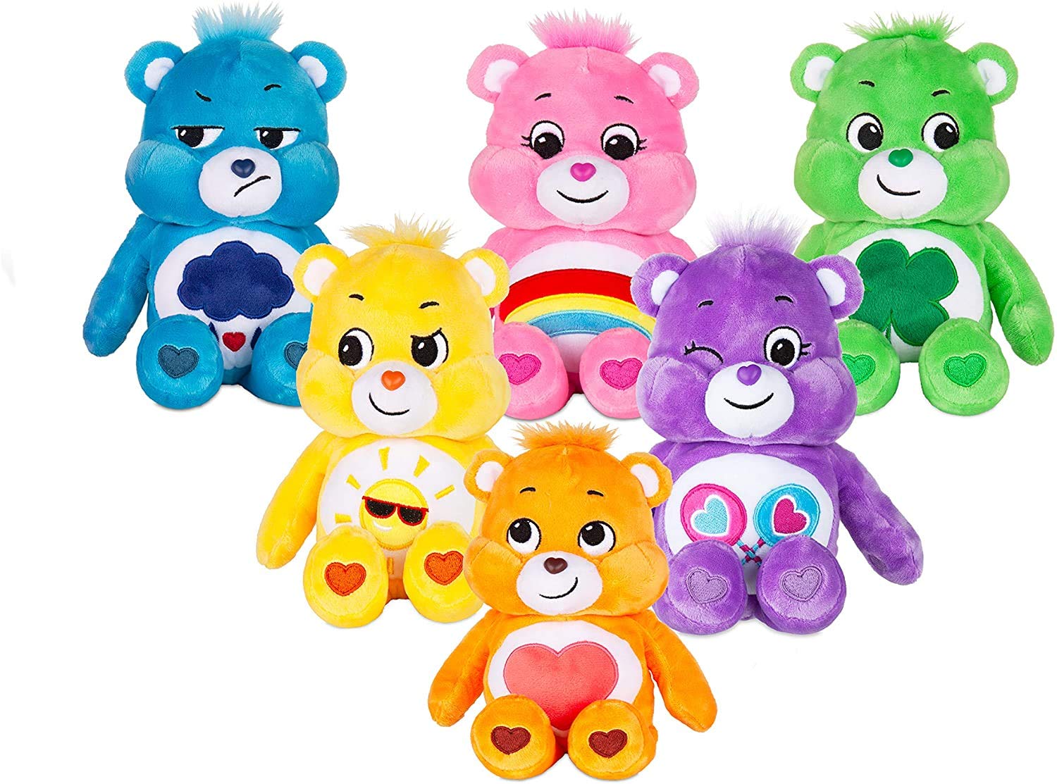 Care Bears Cheer Bear Bean Plush – 9-Inch Soft Rainbow Belly Badge Stuffed Toy for Ages 4+