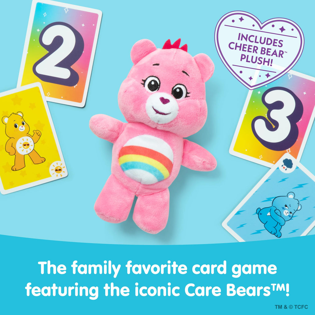 Care Bears Take 4 Card Game with Exclusive Cheer Bear Plush – Fast Family Game for Kids