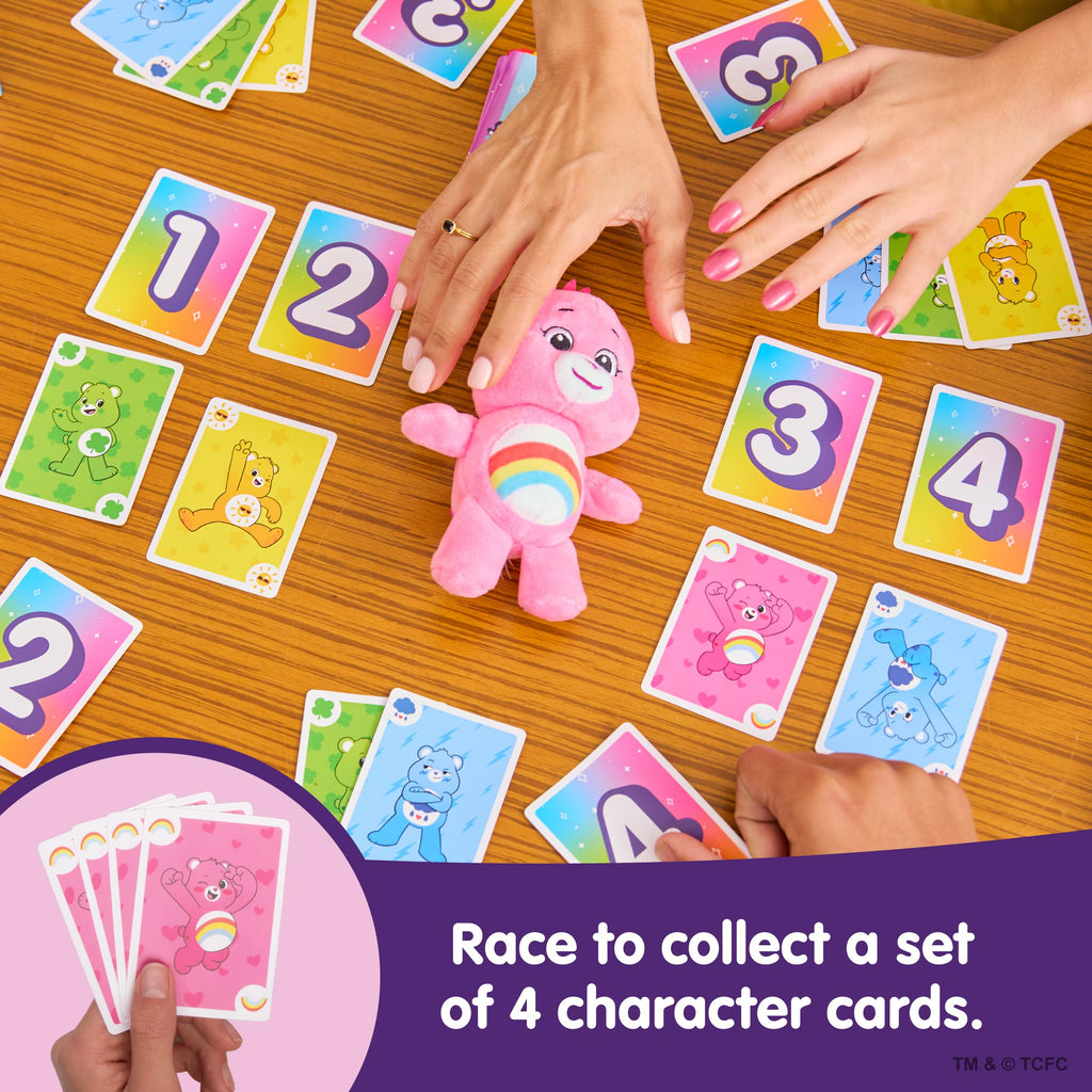 Care Bears Take 4 Card Game with Exclusive Cheer Bear Plush – Fast Family Game for Kids