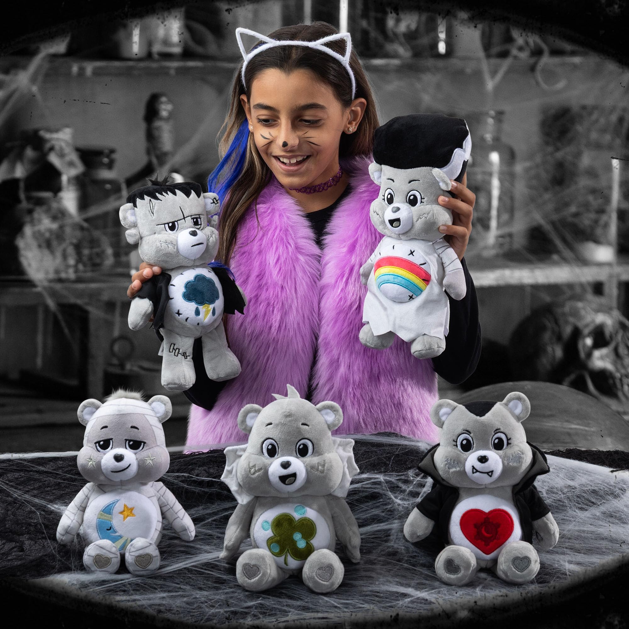 Care Bears Universal Monsters Fun Size Plush - Bedtime Bear as The Mummy (Black & White, 9 Inch)