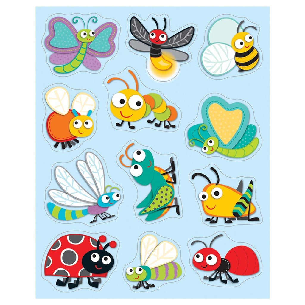 Carson Dellosa 72 Bug Stickers - 6 Sheets of Ladybug, Bee, Butterfly Insects for Classroom Rewards, Crafts & Scrapbooking, Waterproof